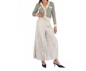 NEW DRESS FORUM buttery wide leg pull on pants in cream